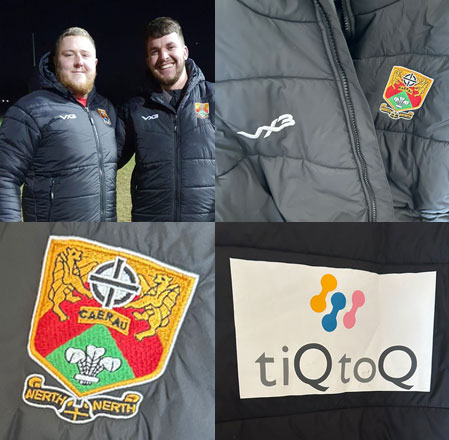 tiQtoQ software testing sponsored these great VX3 jackets to help keep the volunteer coaches at Caerau & Ely RFC warm