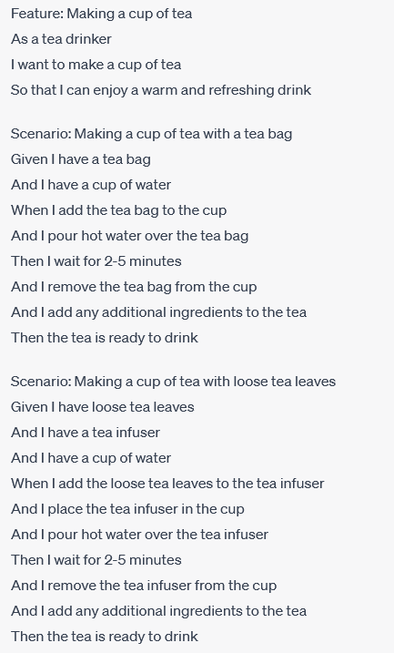 How to make a cup of tea in gherkin
