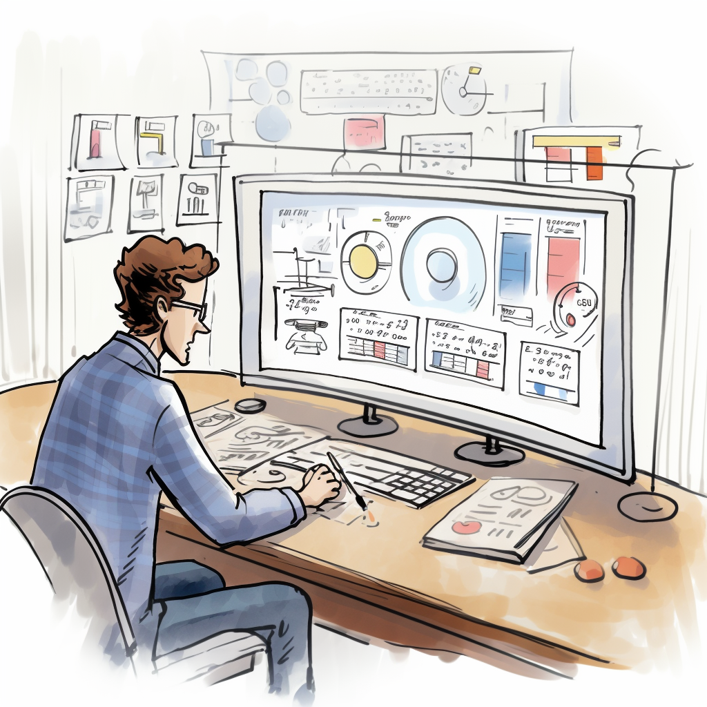 Cartoon of a man engaged in usability testing
