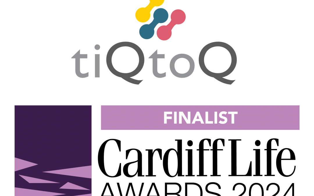 The tiqtoq logo and the Cardiff Life Awards logo